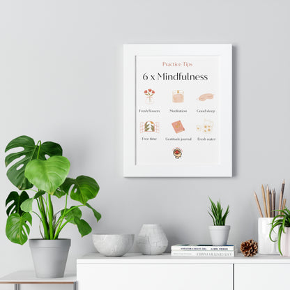 PoM's Mindfulness series ... 6x Mindfulness (practical tips) - Framed Vertical Poster (3 different frame colours and 4 sizes)