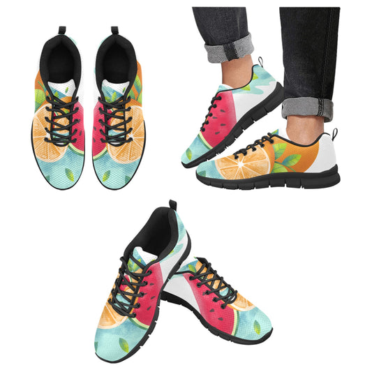 PoM's collection "Shoes that move you forward" - Men's Breathable Sneakers (Model No. 055, Fruity Life pint, two shoes with different printing)