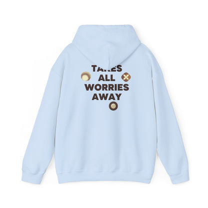 PoM's unique double print of Chocolate Joy ... Unisex Heavy Blend™ Sweatshirt (double-lined hood, puch pocket, 100% ethically grown cotton, 8 sizes (S-5XL))