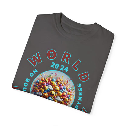 PoM's series Mindfulness & Self motivation ... World LAUGHTER Day ... Unisex Garment-Dyed T-shirt (100% pre-shrunk cotton, soft washed - six sizes (S-3XL), 13 background colours)