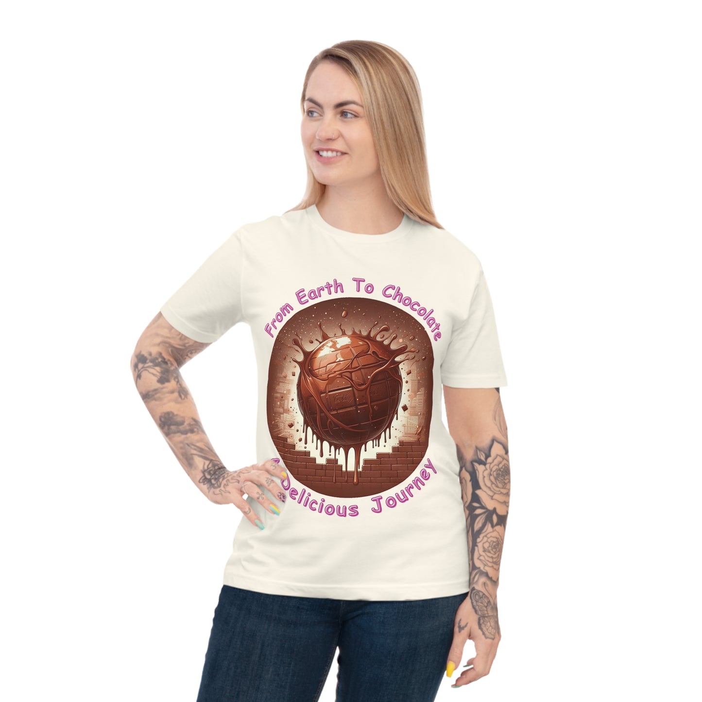 PoM's Fun & Joy for a Happy Life Collection ... FROM EARTH TO CHOCOLATE ... Unisex Classic Jersey T-shirt (100% organic cotton, PETA certified, light fabric, 7 sizes, up to 12 colours)