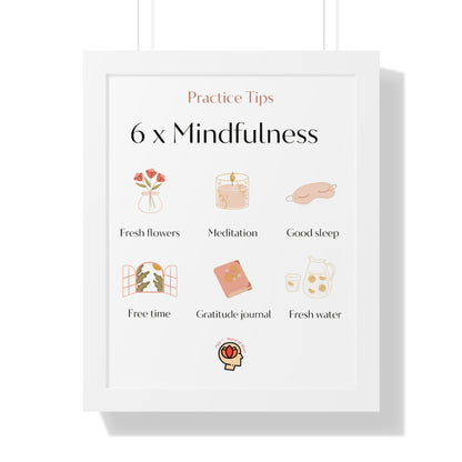 PoM's Mindfulness series ... 6x Mindfulness (practical tips) - Framed Vertical Poster (3 different frame colours and 4 sizes)