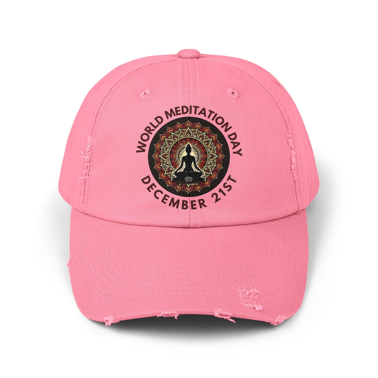 PoM's Mindfulness Collection ... special edition "World Meditation Day" (inauguration) - Unisex Distressed Cap (100% cotton, adjustable fit, 8 colors)