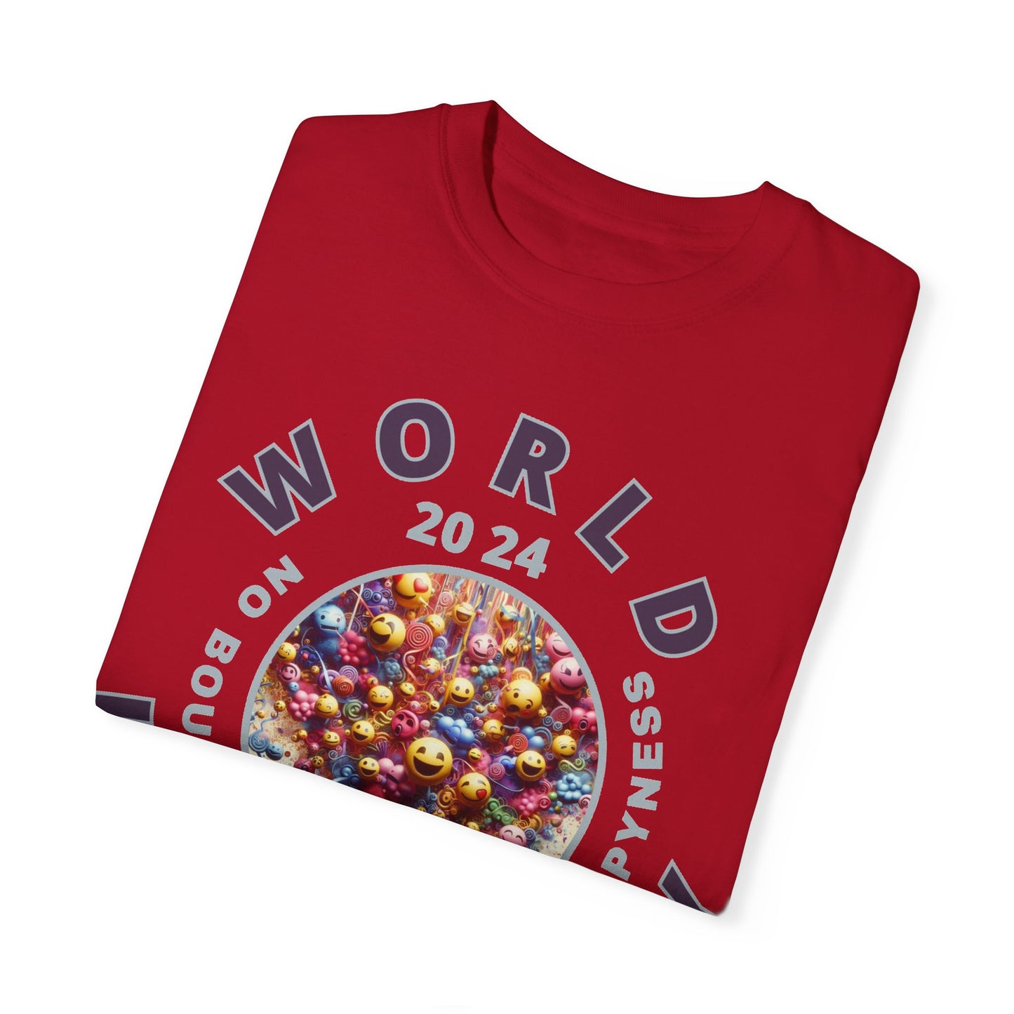 PoM's series Mindfulness & Self motivation ... World LAUGHTER Day ... Unisex Garment-Dyed T-shirt (100% pre-shrunk cotton, soft washed - six sizes (S-3XL), 16 background colours)