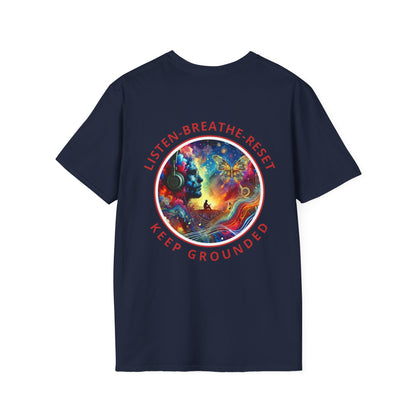 PoM's Music for Mindfulness Collection ... "KEEP GROUNDED ..." T-Shirt (Unisex, Softstyle, 100% Cotton, up to 6 sizes and 14 colours)