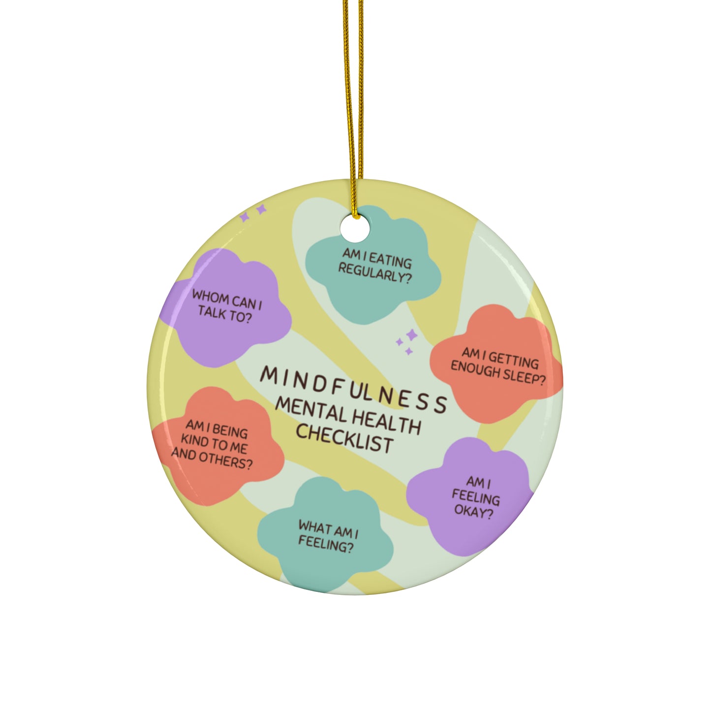 PoM's Mindfulness series ... Ceramic Ornaments (2 sided print, 2.5 mm thickness, 1pc or in bundles: 3pcs, 5pcs, 10pcs)