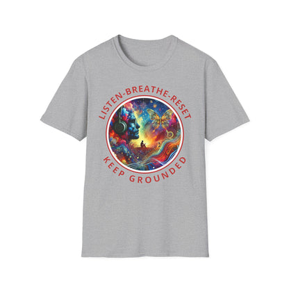 PoM's Music for Mindfulness Collection ... "KEEP GROUNDED ..." T-Shirt (Unisex, Softstyle, 100% Cotton, up to 6 sizes and 14 colours)