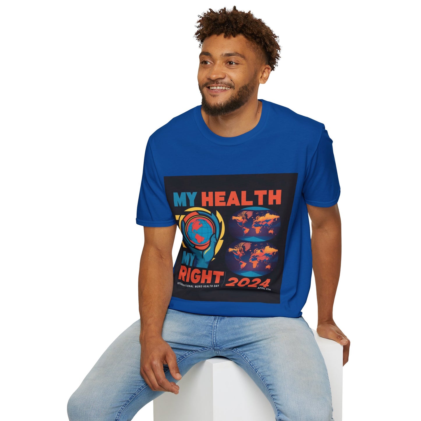 PoM's special series "International World HEALTH Day 2024 (7th April)" ... My Health, my right. - Unisex Softstyle T-Shirt (Print Front)