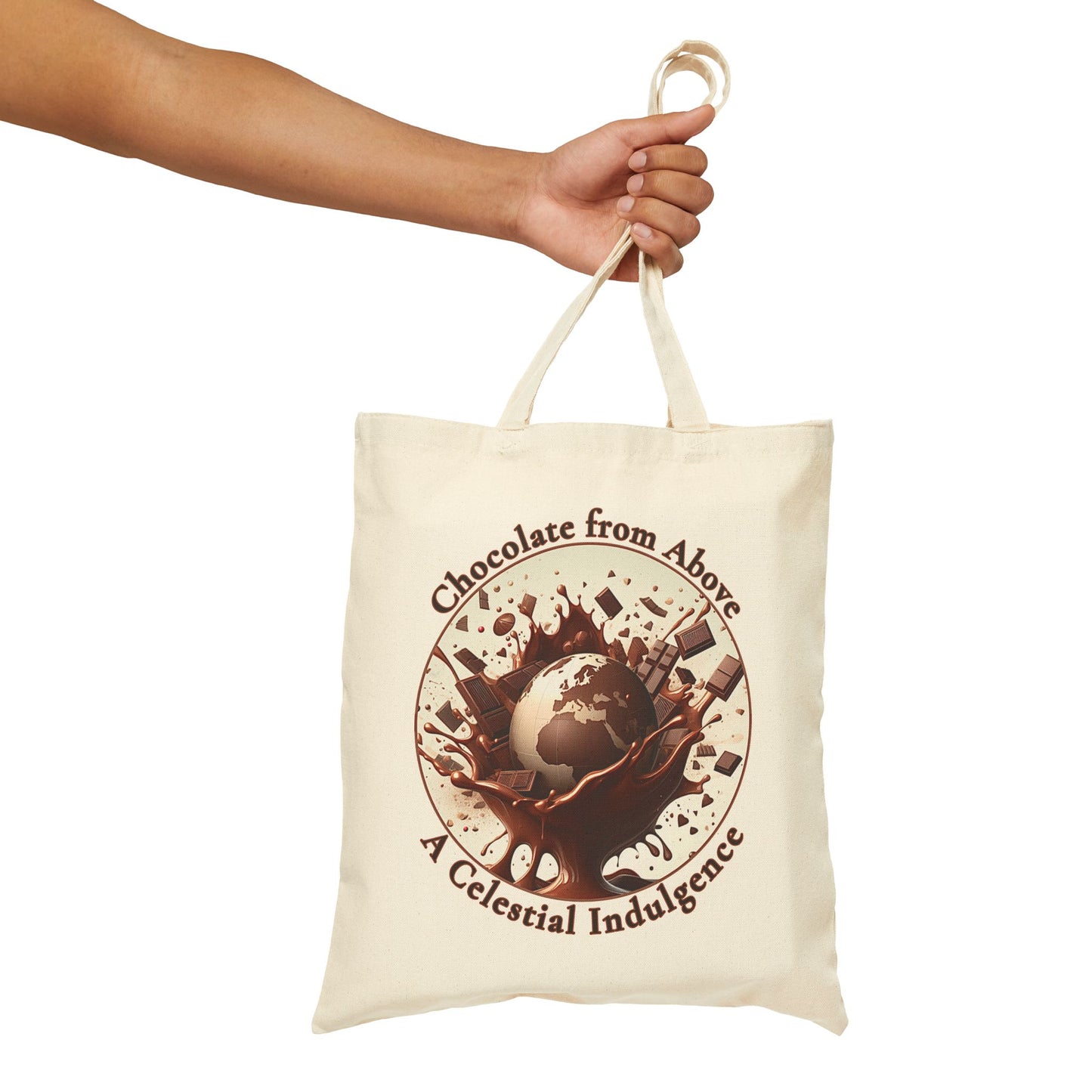 PoM's Fun & Joy for a Happy Life Collection ...  CHOCOLATE FROM ABOVE - 100% Cotton Canvas Tote Bag (heavy fabric, print on front and back)