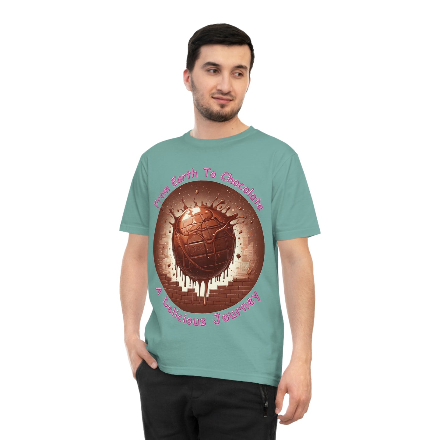 PoM's Fun & Joy for a Happy Life Collection ... FROM EARTH TO CHOCOLATE ... Unisex Classic Jersey T-shirt (100% organic cotton, PETA certified, light fabric, 7 sizes, up to 12 colours)