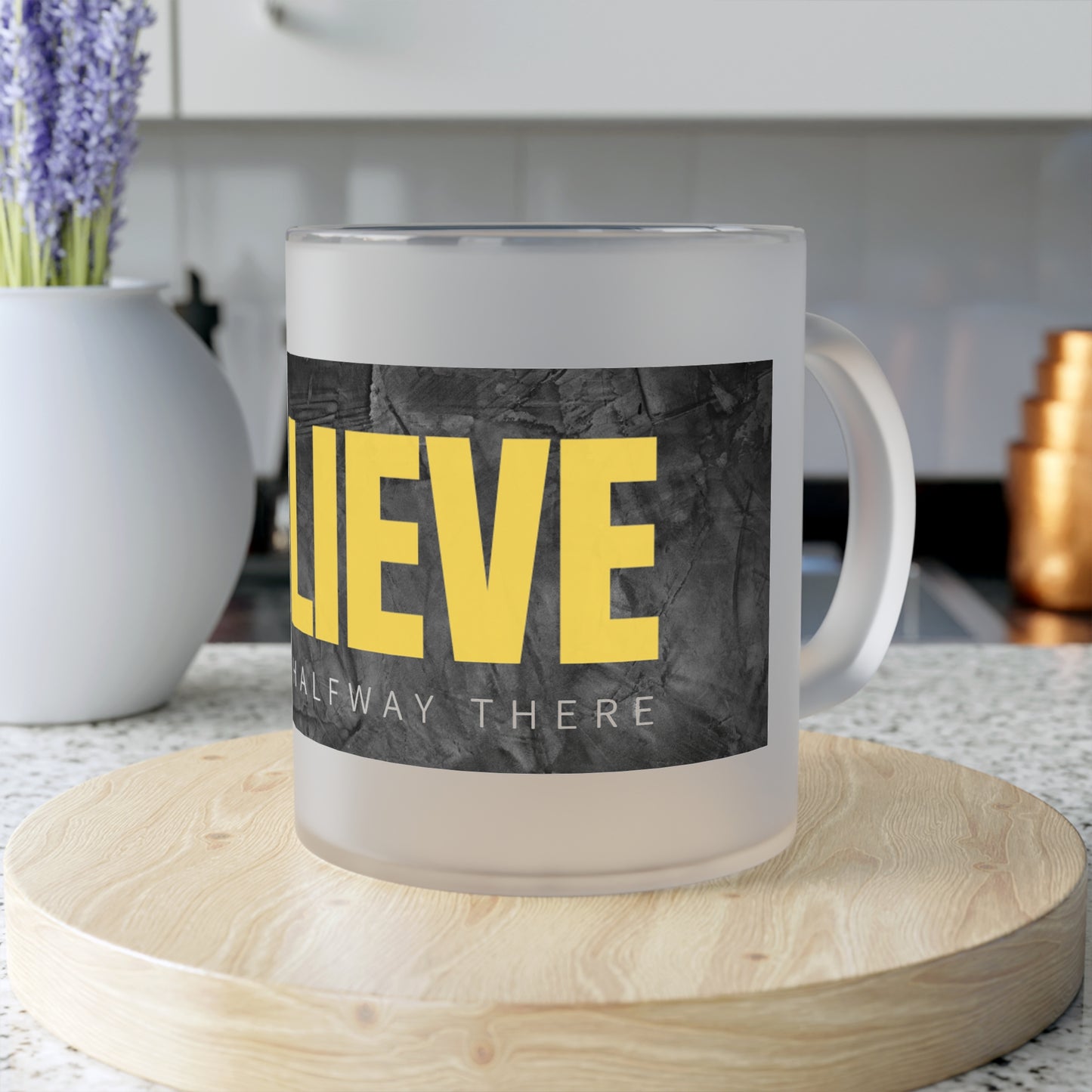 PoM's Self Motivation Bundle (#MSM-B06007A): BELIEVE ... Sweatshirt (Hoody), Mouse Pad, Tea & Coffee Mug (frosted Glass, Ceramic), Bumper Sticker and Magnet (rectangle)