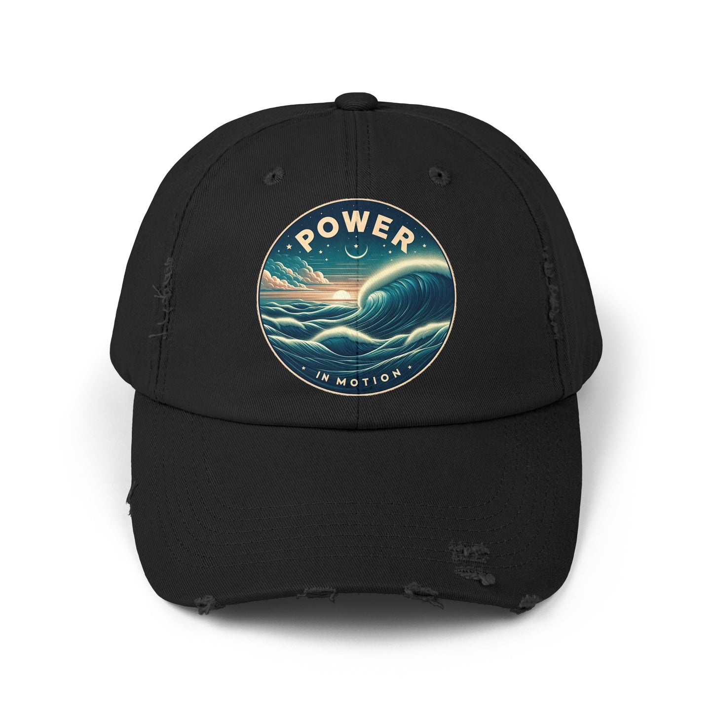 PoM's Empowerment collection ... Power in Motion ... Unisex Distressed Cap (100% cotton, adjustable fit, 6 colors)