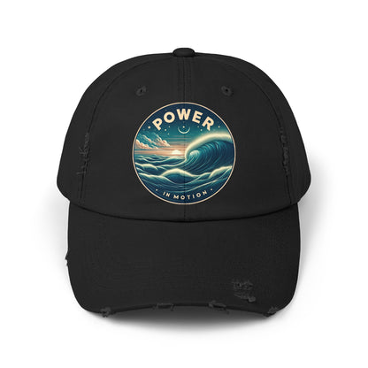 PoM's Empowerment collection ... Power in Motion ... Unisex Distressed Cap (100% cotton, adjustable fit, 6 colors)