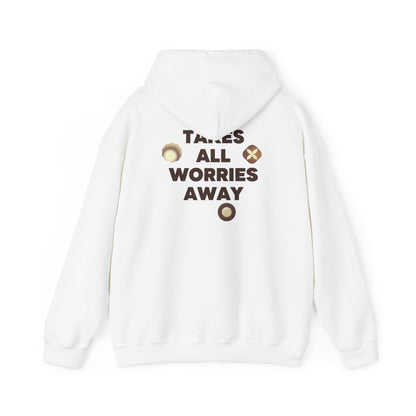 PoM's unique double print of Chocolate Joy ... Unisex Heavy Blend™ Sweatshirt (double-lined hood, puch pocket, 100% ethically grown cotton, 8 sizes (S-5XL))