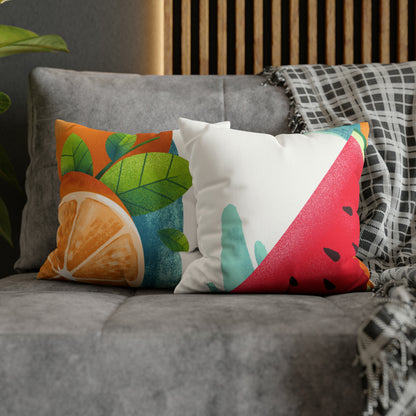 PoM's collection series "FRUITY LIFE"  (PoM Edition #FL0008A) - Faux Suede Square Pillow Case (double sided print, concealed zipper)