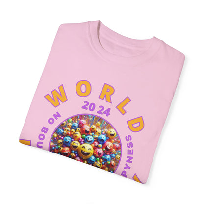 PoM's series Mindfulness & Self motivation ... World LAUGHTER Day ... Unisex Garment-Dyed T-shirt (100% pre-shrunk cotton, soft washed - six sizes (S-3XL), 9 background colours)