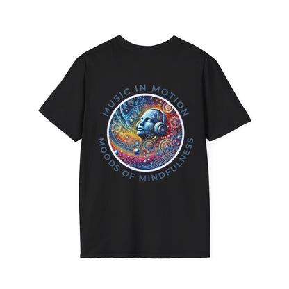 PoM's Music for Mindfulness Collection ... "MUSIC IN MOTION ..." T-Shirt (Unisex, Softstyle, 100% Cotton, up to 5 sizes and 11 colours)