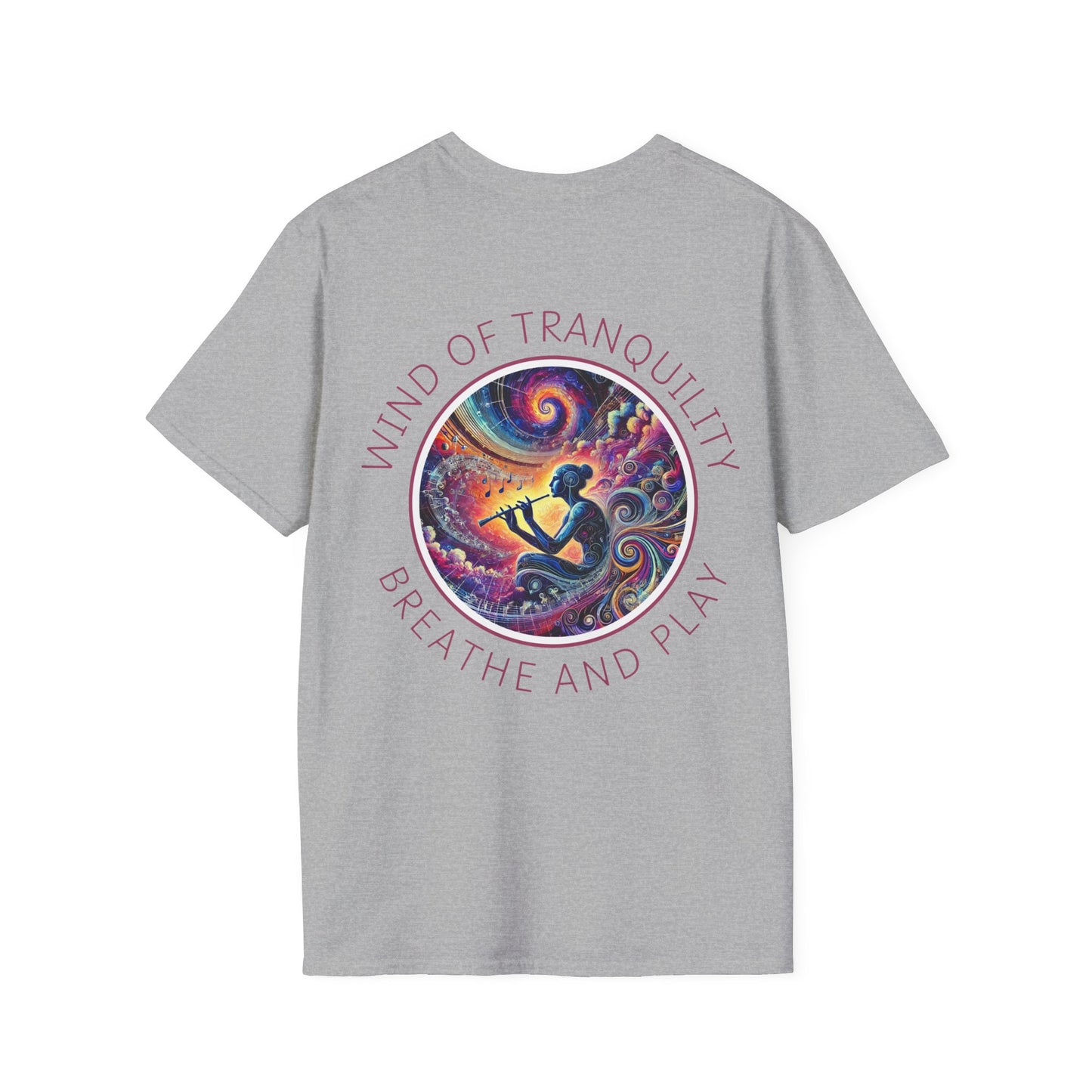 PoM's Mindfulness & Music collection ... "Wind of Tranquility" T-Shirt (Unisex, Softstyle, 100% Cotton, up to 6 sizes and 14 colours)