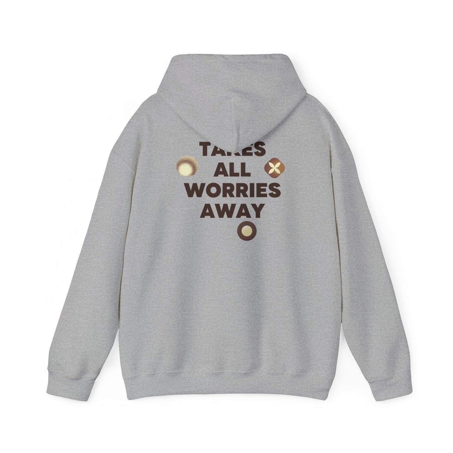 PoM's unique double print of Chocolate Joy ... Unisex Heavy Blend™ Sweatshirt (double-lined hood, puch pocket, 100% ethically grown cotton, 8 sizes (S-5XL))