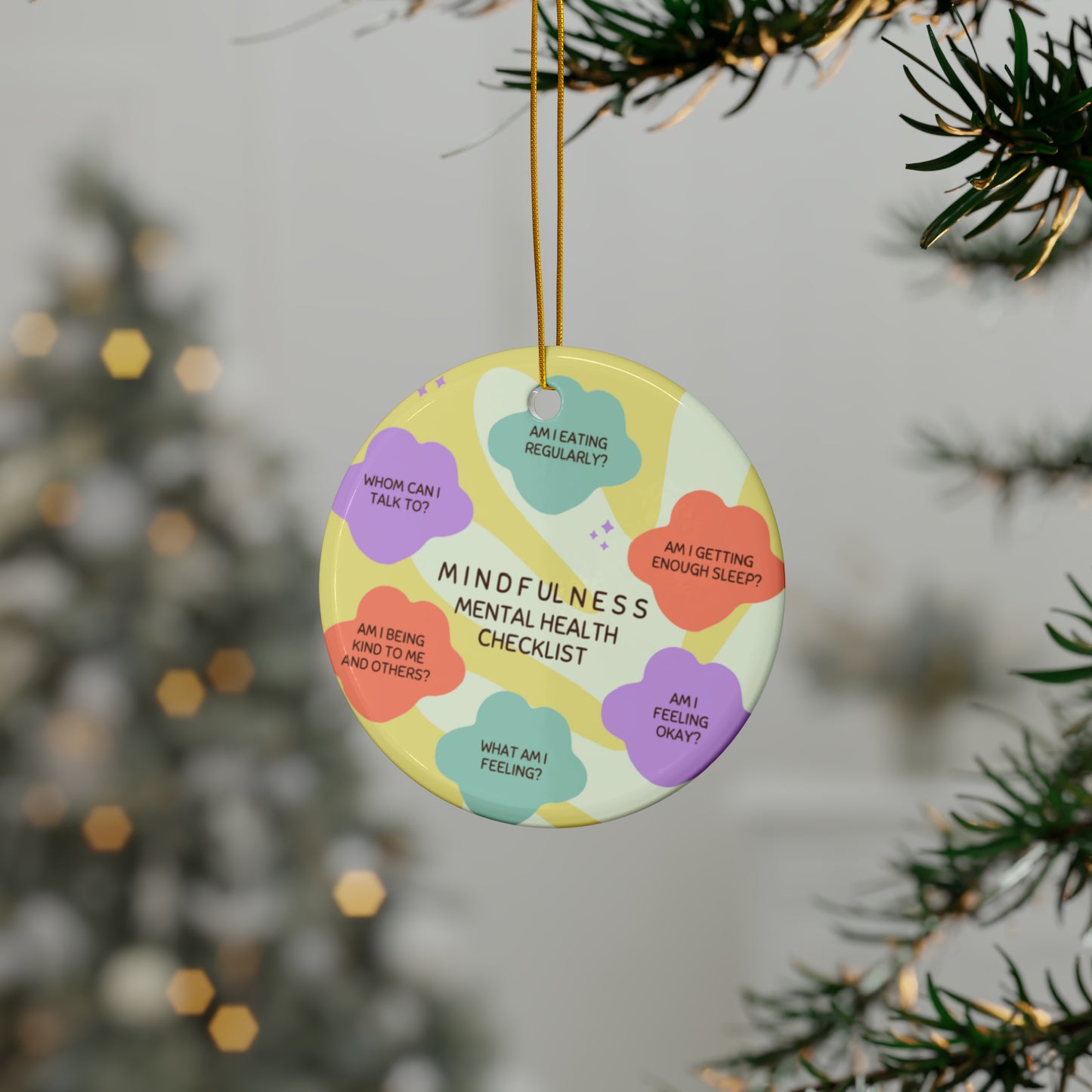 PoM's Mindfulness series ... Ceramic Ornaments (2 sided print, 2.5 mm thickness, 1pc or in bundles: 3pcs, 5pcs, 10pcs)