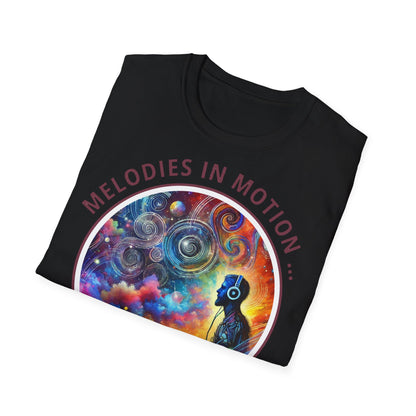 PoM's Mindfulness & Music collection ... "MELODIES IN MOTION" T-Shirt (Unisex, Softstyle, 100% Cotton, up to 5 sizes and up to 13 colours)