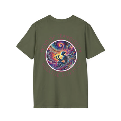 PoM's Mindfulness & Music collection ... "Wind of Tranquility" T-Shirt (Unisex, Softstyle, 100% Cotton, up to 6 sizes and 14 colours)