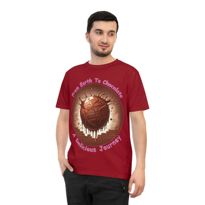 PoM's Fun & Joy for a Happy Life Collection ... FROM EARTH TO CHOCOLATE ... Unisex Classic Jersey T-shirt (100% organic cotton, PETA certified, light fabric, 7 sizes, up to 12 colours)