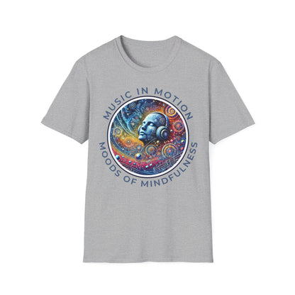 PoM's Music for Mindfulness Collection ... "MUSIC IN MOTION ..." T-Shirt (Unisex, Softstyle, 100% Cotton, up to 5 sizes and 11 colours)