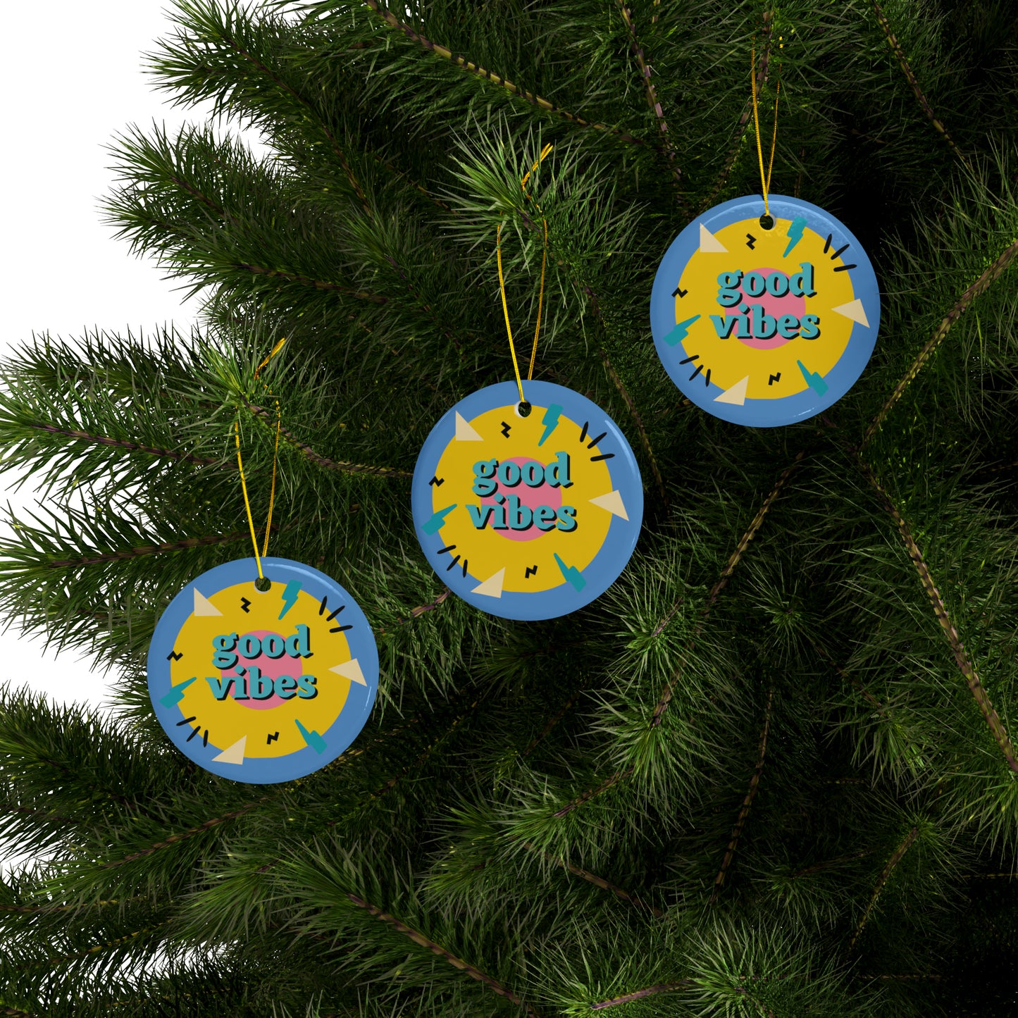 PoM's Mindfulness series ... Good Vibes ... Ceramic Ornaments (2 sided print, 2.5 mm thickness, 1pc or in bundles: 3pcs, 5pcs, 10pcs)