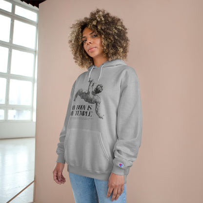 PoM's series of Mindfulness & Self Motivation ... "My Body is my Temple"  ... Sweatshirt (eco hooded, two-ply fleece, spacious pocket, 6 colours and sizes))