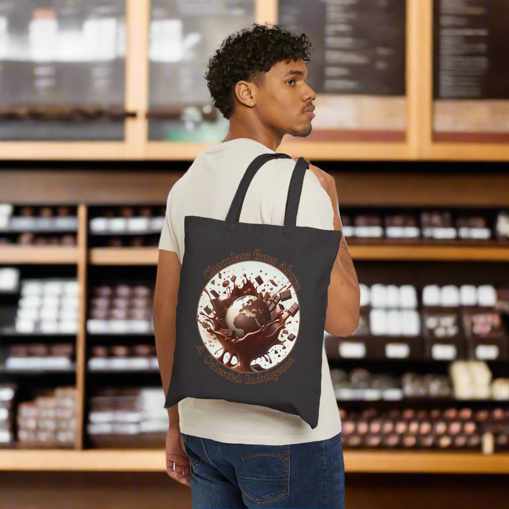 shopping tote bag (100% cotton) in black ... Planetary Choco Splash colletion