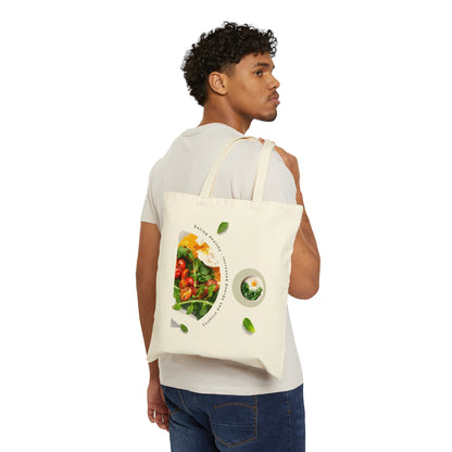 PoM & Mindfulness .... Healthy Eating - Energy & Vitality ... 100% Cotton Canvas Tote Bag (with handles, heavy fabric)