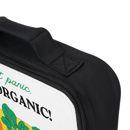 PoM's collection series "Don't panic ... It's Organic!" ... insulated Lunch Bag (with zippered closure & carrying handle)