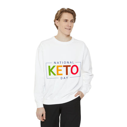 PoM's collection serieces NATIONAL KETO DAY (5th Jan 2024) - Unisex Garment-Dyed Sweatshirt (80% cotton, relaxed fit, 6 sizes)