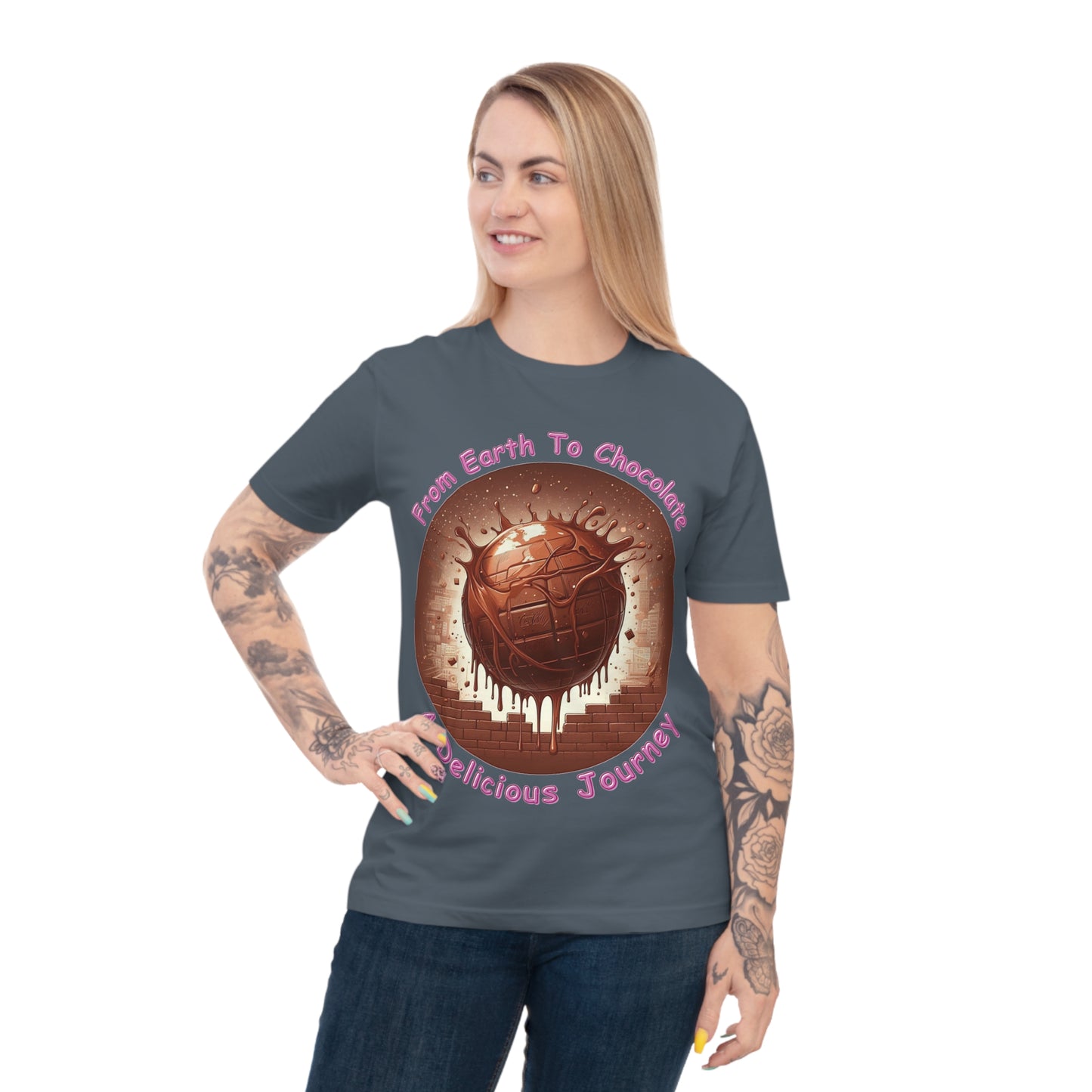 PoM's Fun & Joy for a Happy Life Collection ... FROM EARTH TO CHOCOLATE ... Unisex Classic Jersey T-shirt (100% organic cotton, PETA certified, light fabric, 7 sizes, up to 12 colours)