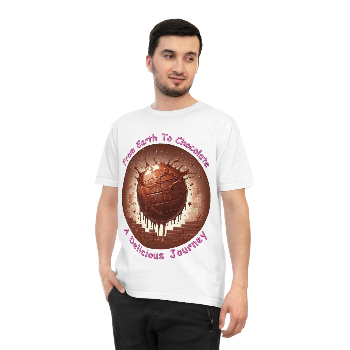 PoM's Fun & Joy for a Happy Life Collection ... FROM EARTH TO CHOCOLATE ... Unisex Classic Jersey T-shirt (100% organic cotton, PETA certified, light fabric, 7 sizes, up to 12 colours)