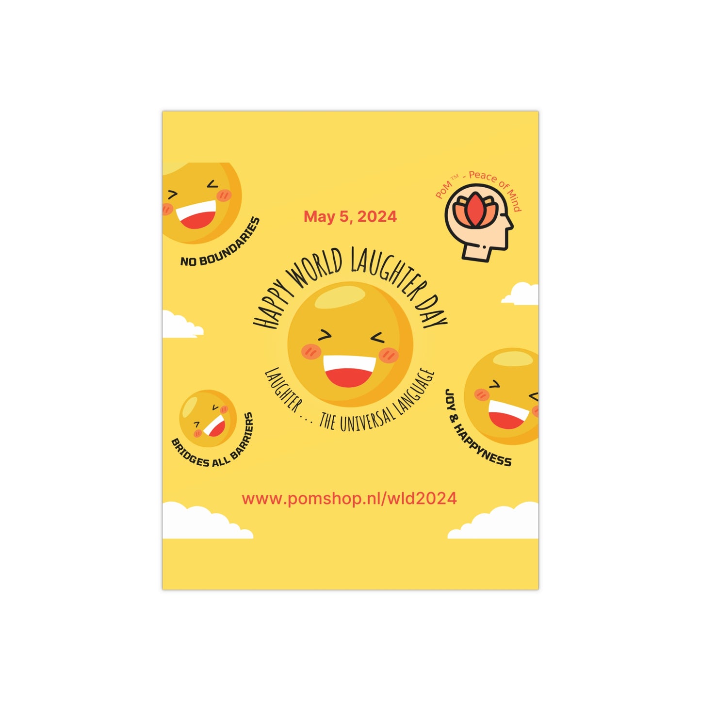 PoM's series Mindfulness & Self Motivation ... Happy World Laughter Day 2024 Poster (Satin paper, 300gsm, 6 sizes)