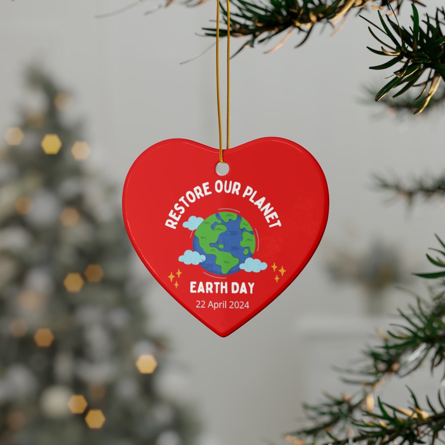 PoM's International EARTH Day series ... "Restore our Planet" ... Ceramic Ornaments (2 sided print, 2.5 mm thickness, 1pc or in bundles: 3pcs, 5pcs, 10pcs)