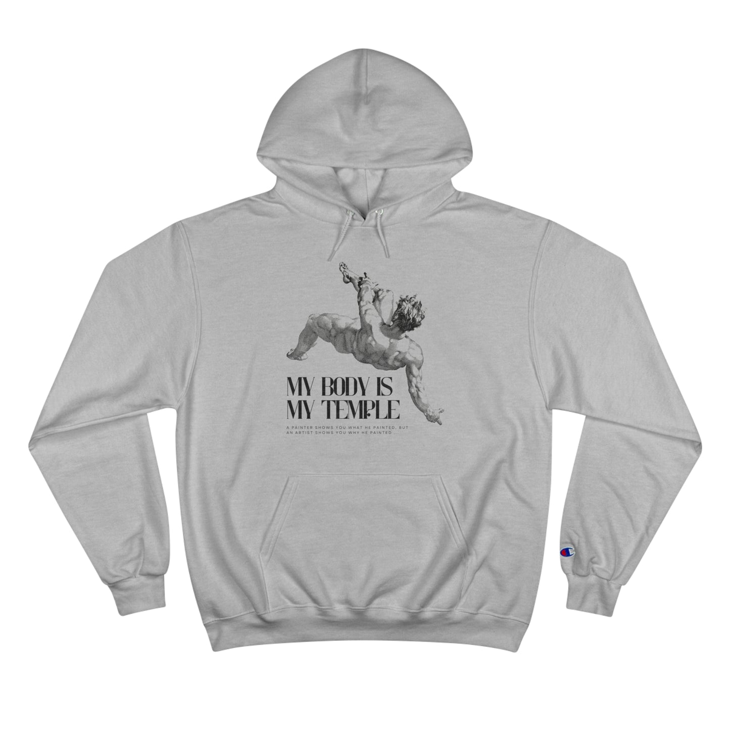 PoM's series of Mindfulness & Self Motivation ... "My Body is my Temple"  ... Sweatshirt (eco hooded, two-ply fleece, spacious pocket, 6 colours and sizes))