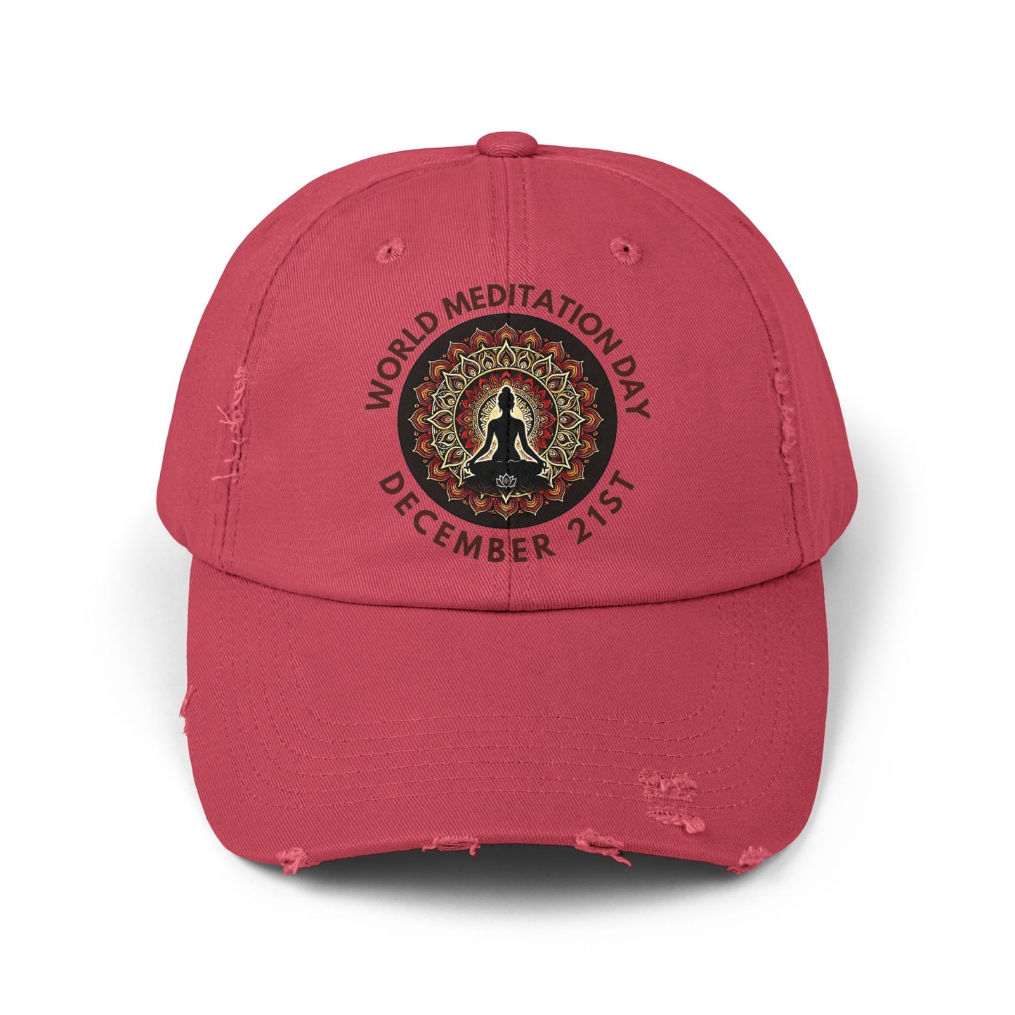 PoM's Mindfulness Collection ... special edition "World Meditation Day" (inauguration) - Unisex Distressed Cap (100% cotton, adjustable fit, 8 colors)