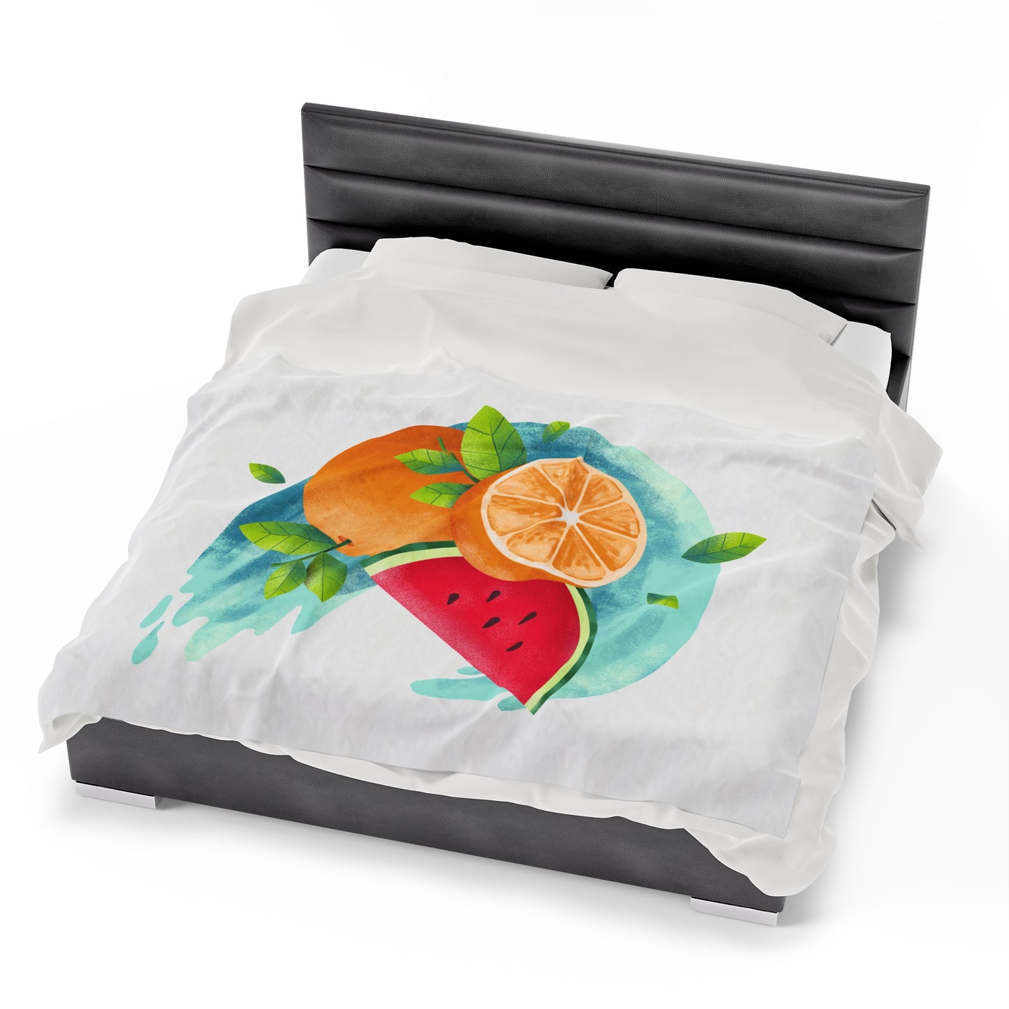 PoM's collection series "FRUITY LIFE" (PoM Edition #FL0005A) - Velveteen Plush Blanket (extra soft, 3 sizes, vibrant colors print)