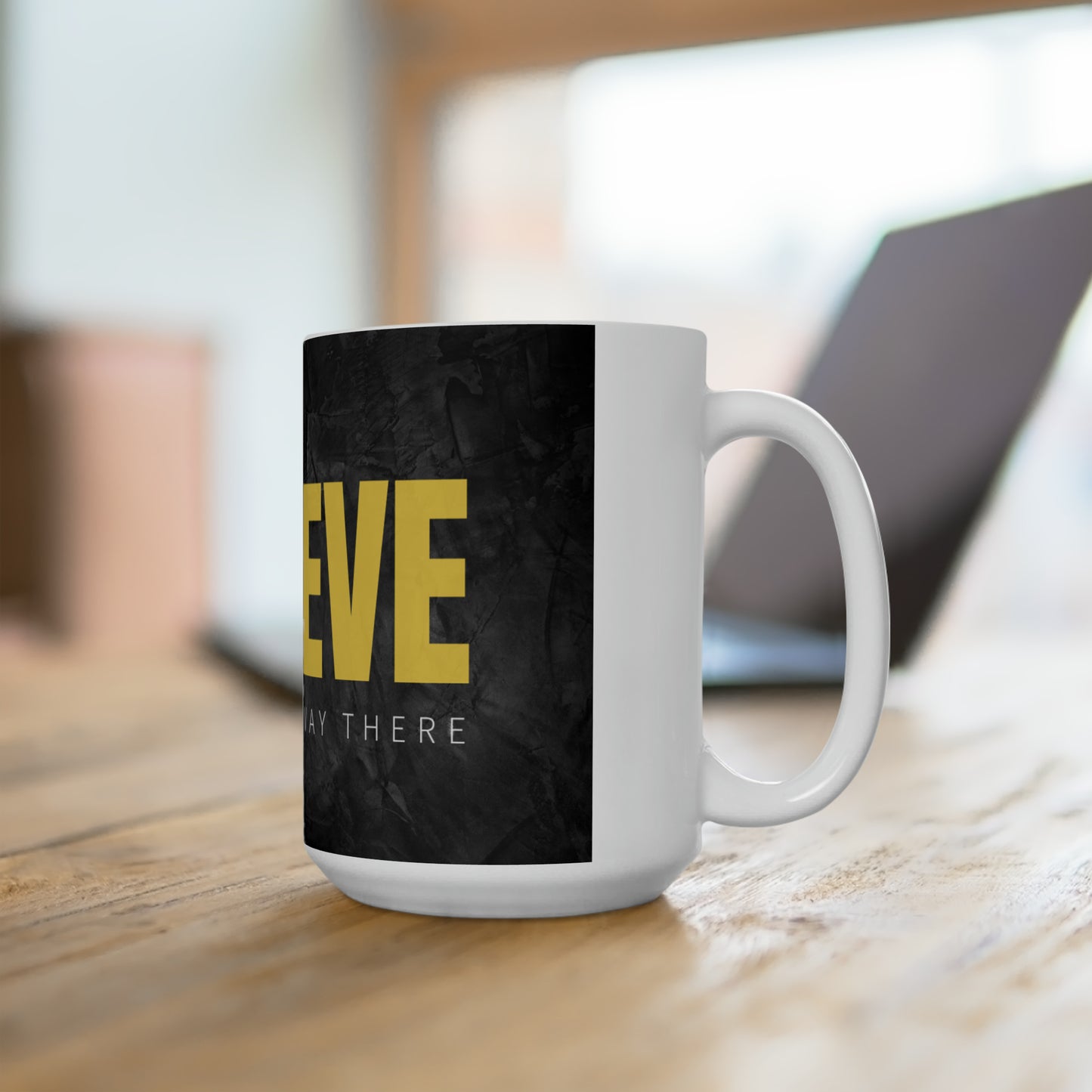 PoM's Self Motivation Bundle (#MSM-B06007A): BELIEVE ... Sweatshirt (Hoody), Mouse Pad, Tea & Coffee Mug (frosted Glass, Ceramic), Bumper Sticker and Magnet (rectangle)