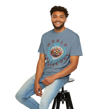 PoM's series Mindfulness & Self motivation ... World LAUGHTER Day ... Unisex Garment-Dyed T-shirt (100% pre-shrunk cotton, soft washed - six sizes (S-3XL), 13 background colours)