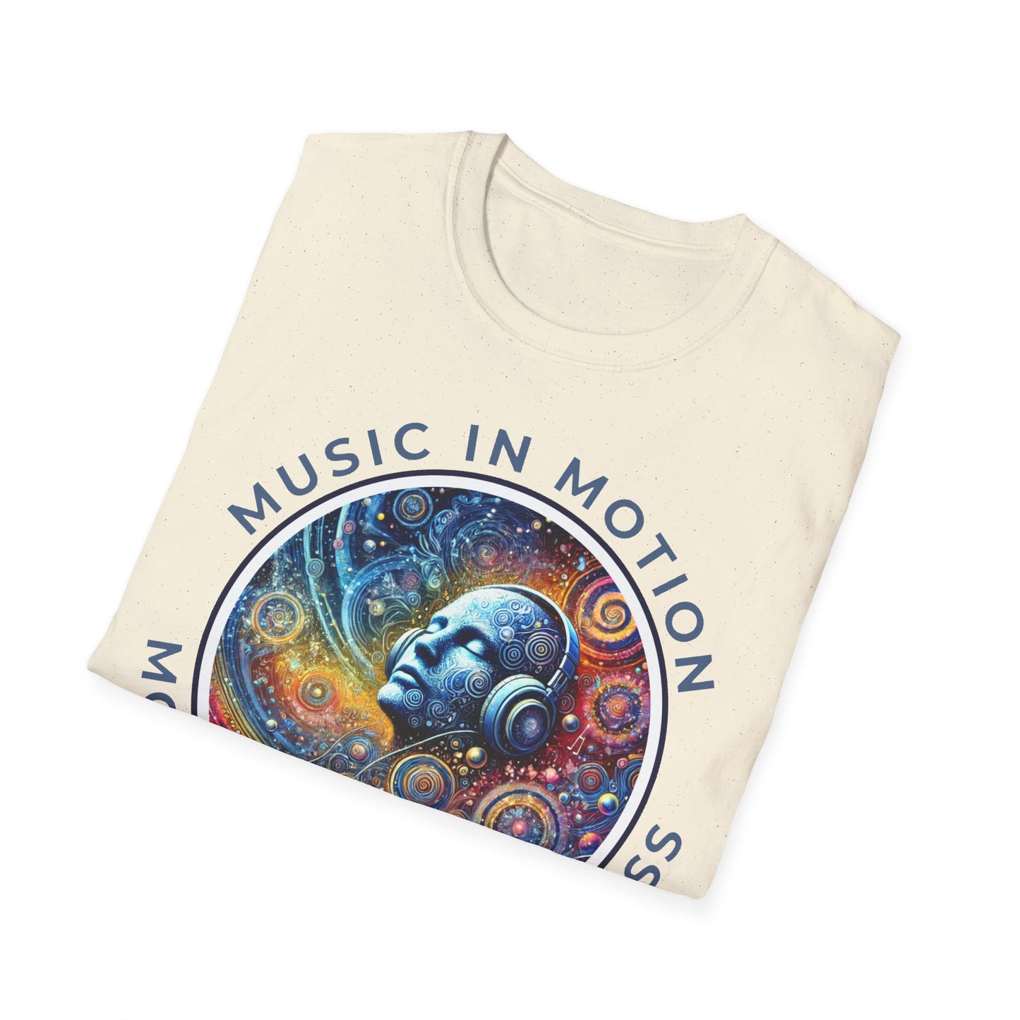 PoM's Music for Mindfulness Collection ... "MUSIC IN MOTION ..." T-Shirt (Unisex, Softstyle, 100% Cotton, up to 5 sizes and 11 colours)