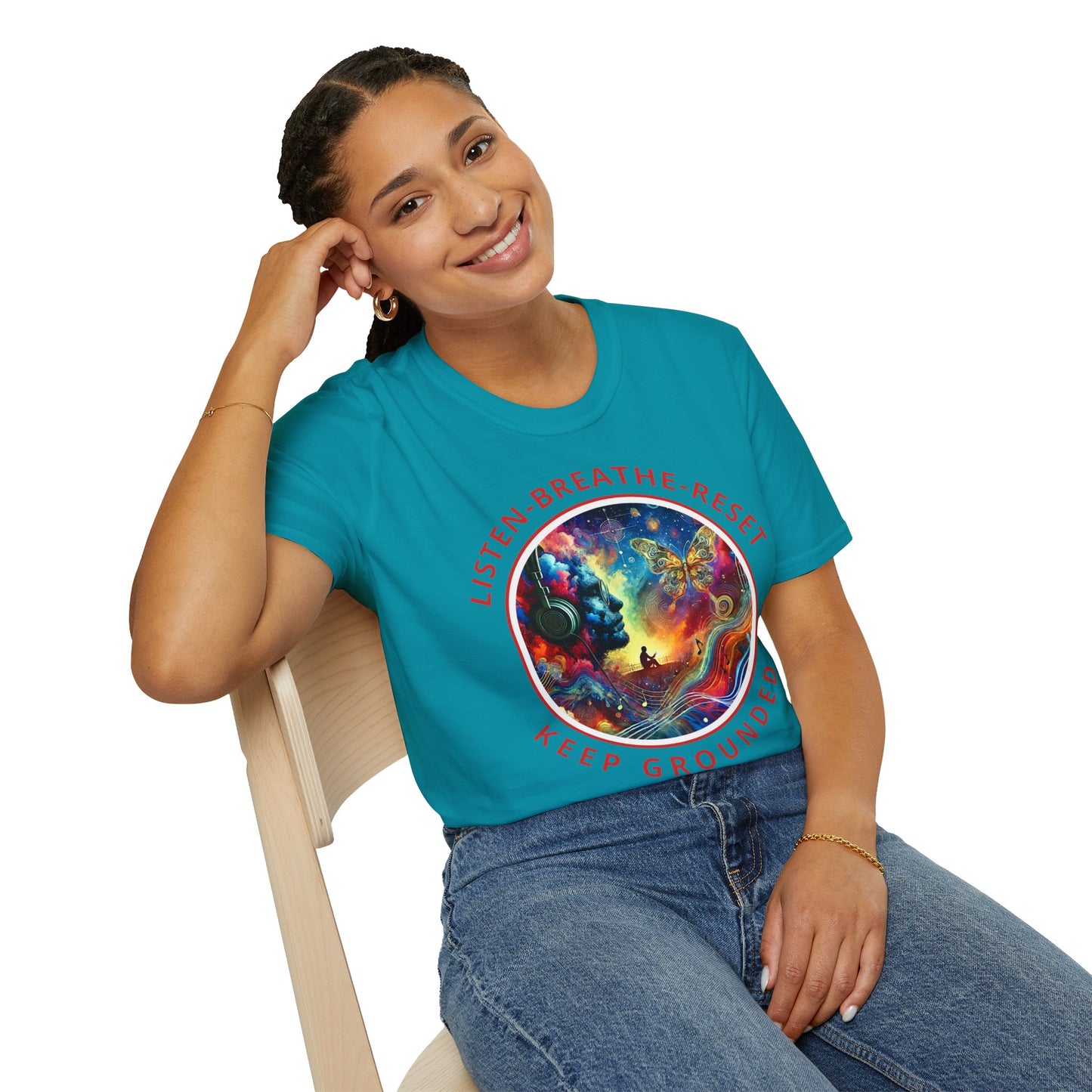 PoM's Music for Mindfulness Collection ... "KEEP GROUNDED ..." T-Shirt (Unisex, Softstyle, 100% Cotton, up to 6 sizes and 14 colours)