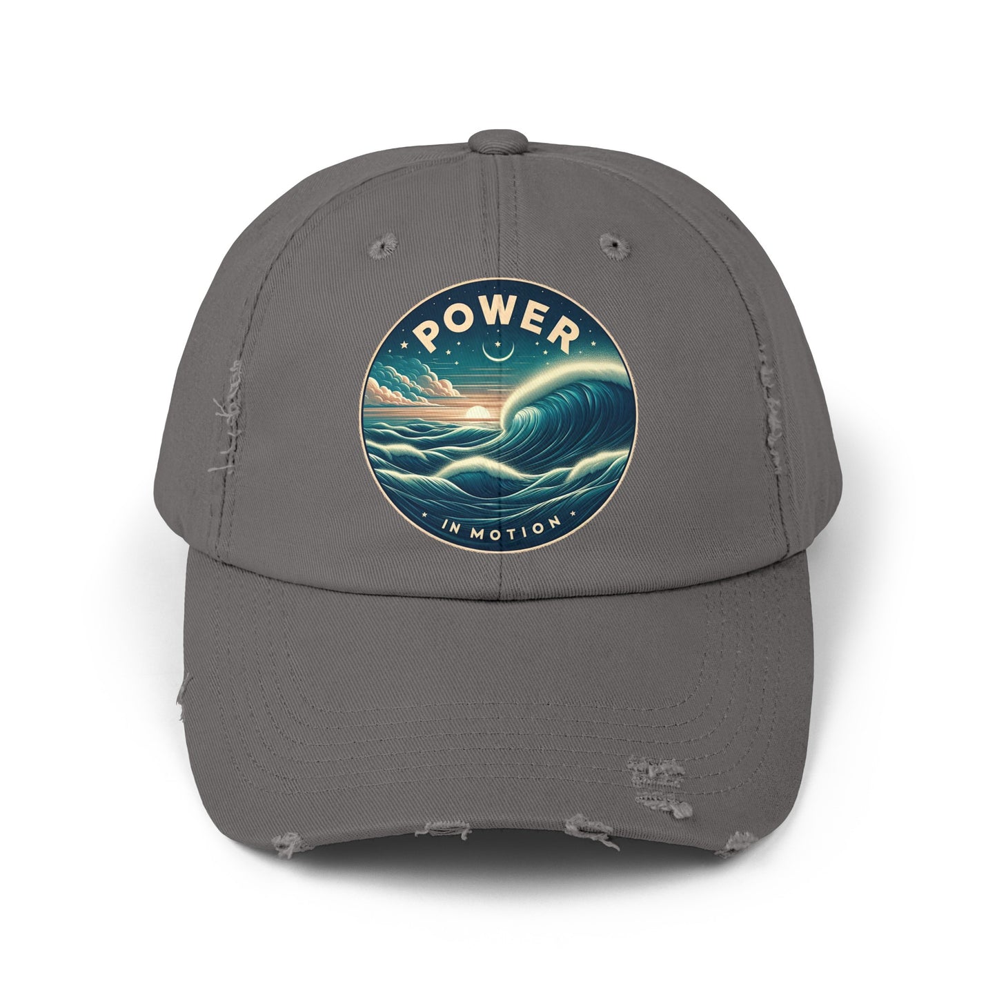 PoM's Empowerment collection ... Power in Motion ... Unisex Distressed Cap (100% cotton, adjustable fit, 6 colors)