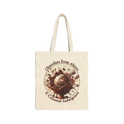 PoM's Fun & Joy for a Happy Life Collection ...  CHOCOLATE FROM ABOVE - 100% Cotton Canvas Tote Bag (heavy fabric, print on front and back)