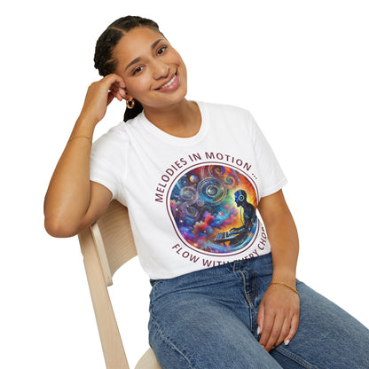 PoM's Mindfulness & Music collection ... "MELODIES IN MOTION" T-Shirt (Unisex, Softstyle, 100% Cotton, up to 5 sizes and up to 13 colours)