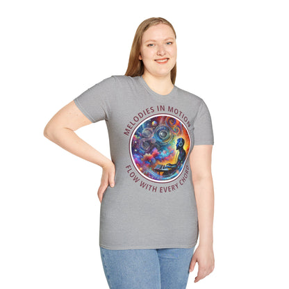 PoM's Mindfulness & Music collection ... "MELODIES IN MOTION" T-Shirt (Unisex, Softstyle, 100% Cotton, up to 5 sizes and up to 13 colours)