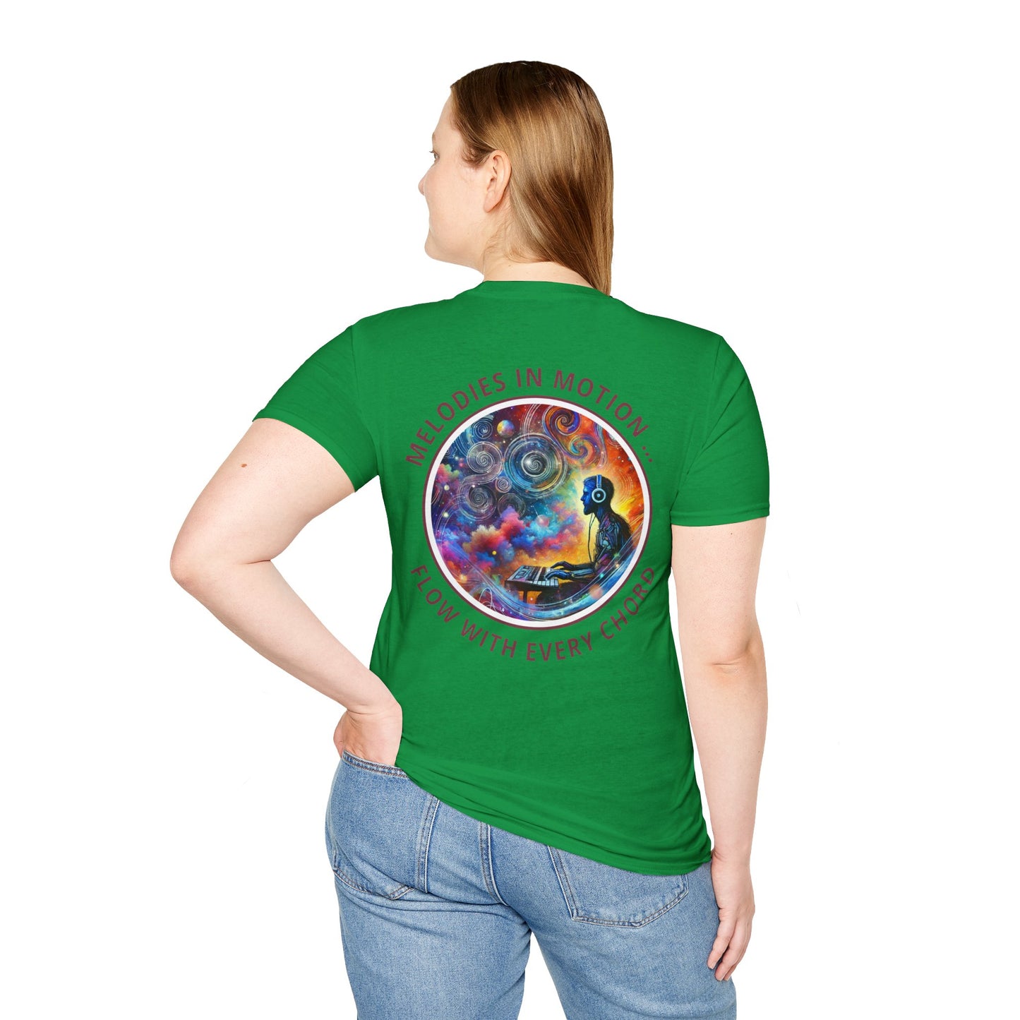 PoM's Mindfulness & Music collection ... "MELODIES IN MOTION" T-Shirt (Unisex, Softstyle, 100% Cotton, up to 5 sizes and up to 13 colours)